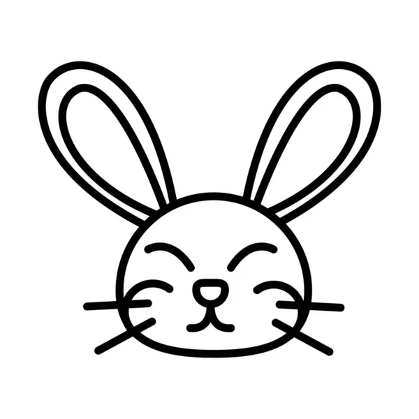 Bonito cabeça coelho animal branco fundo linear estilo ícone — Vetor de Stock