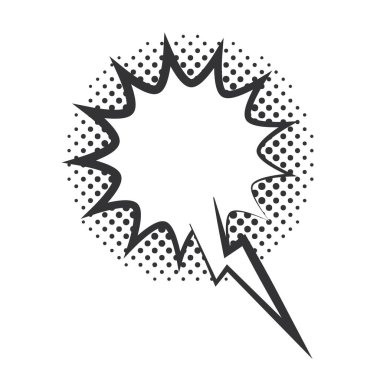 pop sanat konuşma balonu, diyalog patlaması şekil simgesi, yarım ton tarzı doğrusal tasarım beyaz arkaplan