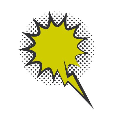 pop sanat konuşma balonu, diyalog patlaması şekil simgesi, yarım ton tarzı düz tasarım beyaz arkaplan