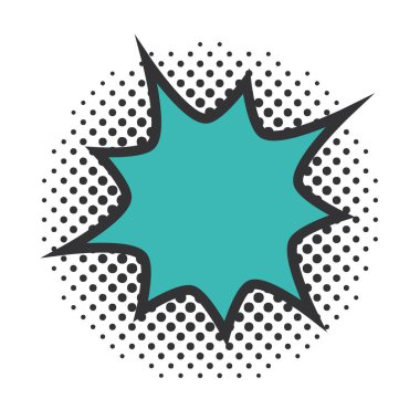 pop sanat konuşma balonu yeşil patlama, yarım ton tarzı düz tasarım beyaz arkaplan