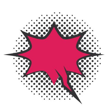 Pop Art Explosion konuşma balonu yarım ton biçimi, düz tasarım beyaz arkaplan