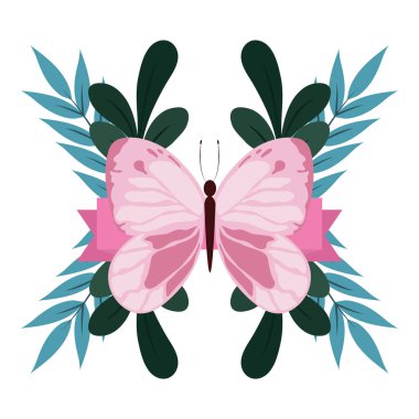 Şirin pembe kelebek yaprakları doğayı izole eder.