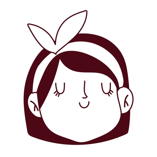 Jovem menina desenho animado feminino rosto desenho animado isolado ícone branco fundo —  Vetores de Stock