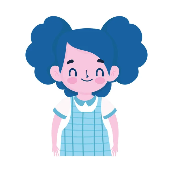 Estudante menina cabelo encaracolado com uniforme, ícone isolado fundo branco — Vetor de Stock