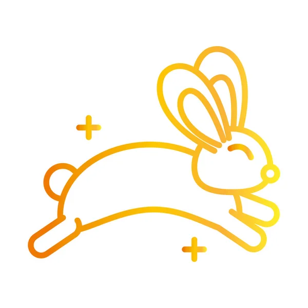 Söt kanin hoppa djur vit bakgrund lutning stil ikon — Stock vektor