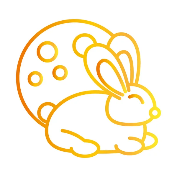 Happy mid autumn festival, cute bunny moon cartoon, gradient style icon — Stockový vektor