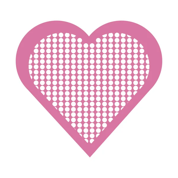 Рожевий пунктирне серце любов пристрасть романтичний ізольований дизайн значка — стоковий вектор