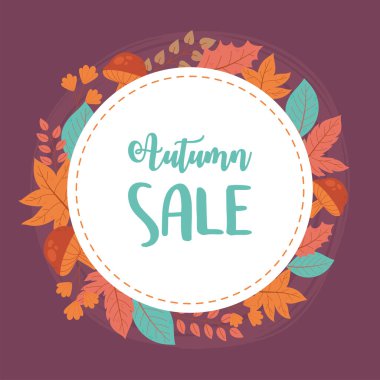 Sonbahar indirimi, mevsim için akçaağaç yapraklı indirim metni