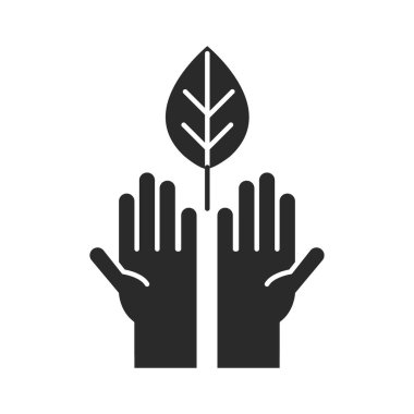 Yaprak ekolojisi olan eller doğa silueti simgesi