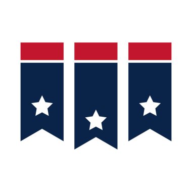 Birleşik Devletler seçimleri, bayrak Amerikan kolyeleri dekorasyon, siyasi seçim kampanyası düz ikon tasarımı