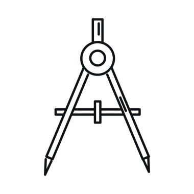 Okula dönüş, geometri pusulası temel eğitim çizgisi simgesi biçimi
