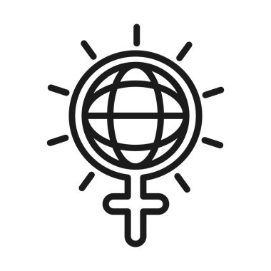 feminizm hareketi simgesi, sembol cinsiyet dünyası kadın hakları piktogram çizgisi biçimi
