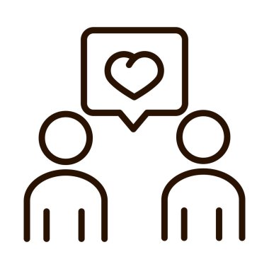 İnsanlar sevgi topluluğu ve ortaklık çizgisi simgesi mesajını iletiyor