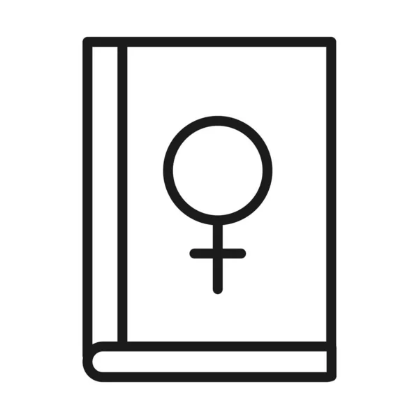女性主义运动图标，性别平等标志书，女性权利象形文字线条风格 — 图库矢量图片
