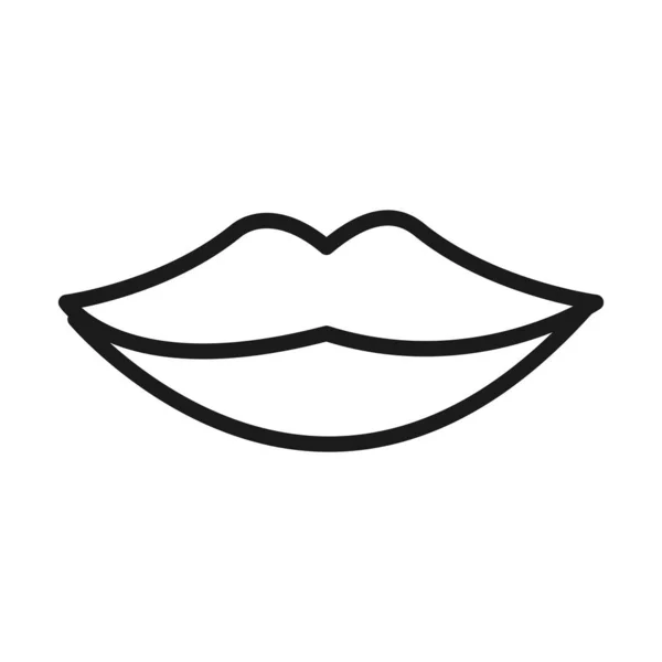 Sexiga kvinnliga mun läppar piktogram linje stil — Stock vektor