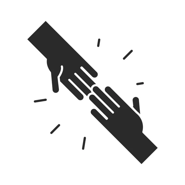 Hands supporting community and partnership silhouette icon — Stock Vector