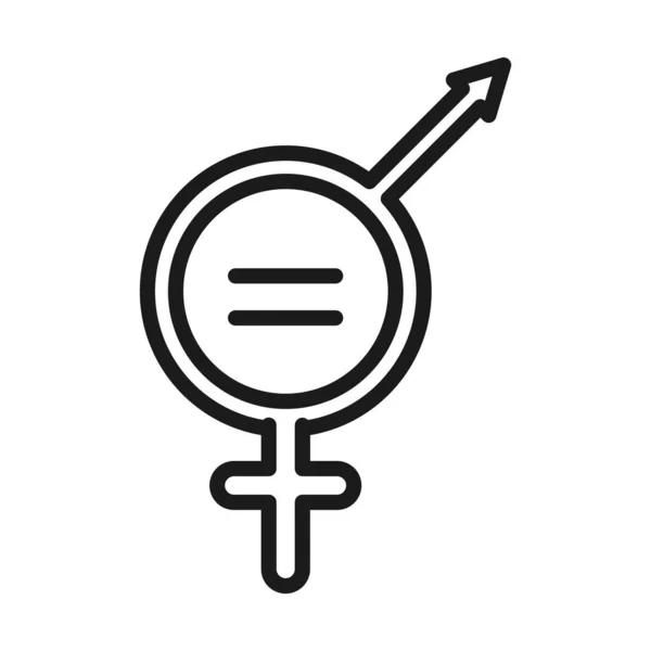 Feminisme beweging icoon, embleem geslacht gelijkheid vrouwelijke rechten pictogram lijn stijl — Stockvector