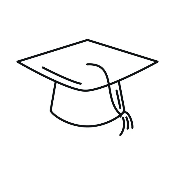 Επιστροφή στο σχολείο, αποφοίτηση καπέλο επιτυχία στοιχειώδη εκπαίδευση στυλ γραμμή εικονίδιο — Διανυσματικό Αρχείο