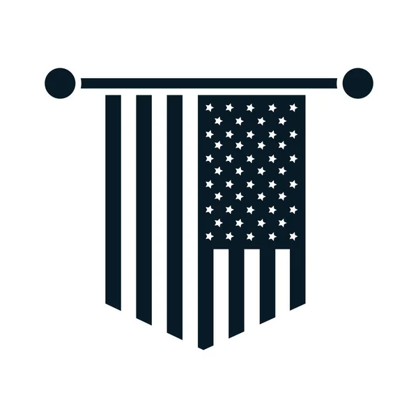 États-Unis élections, drapeau américain dans la célébration du pendentif, campagne électorale politique silhouette icône design — Image vectorielle