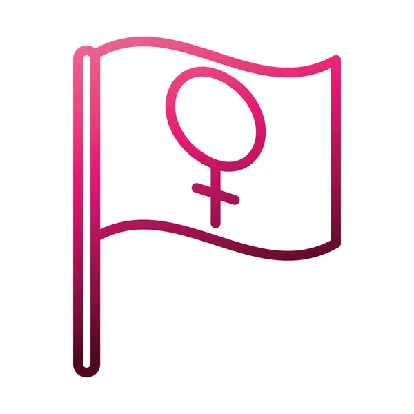 ไอคอนการเคลื่อนไหวของเพศหญิง, ธงที่มีเพศหญิง, สไตล์เกรเดียน — ภาพเวกเตอร์สต็อก