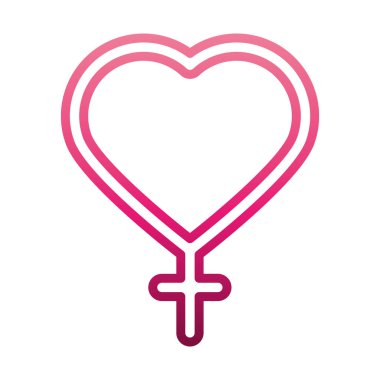 feminizm hareketi ikonu, kalp şeklinde cinsiyet işareti, kadın hakları gradyan tarzı