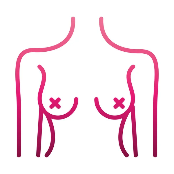Ícone do movimento feminismo, corpo de peito feminino humano, estilo gradiente —  Vetores de Stock