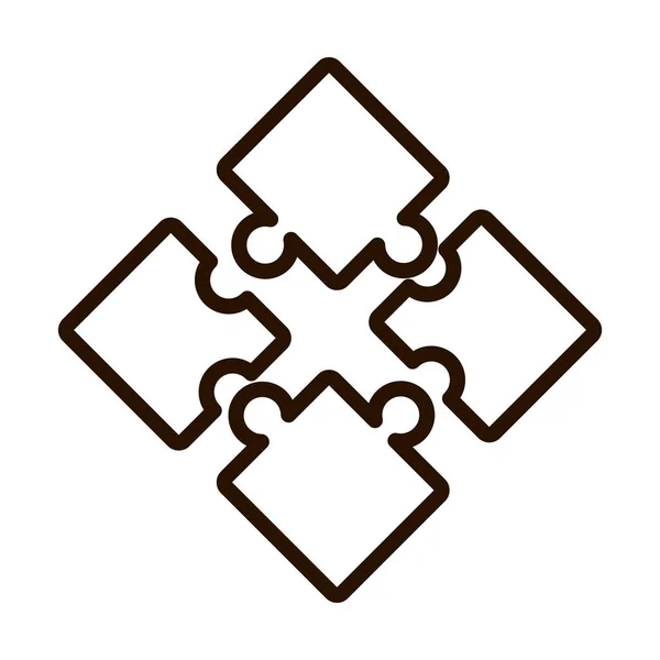 Puzzels puzzels verbinding lijn pictogram geïsoleerd ontwerp — Stockvector