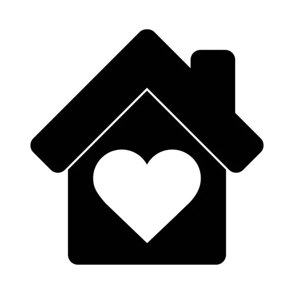 Будинок любов серце разом піктограма силует стиль значок — стоковий вектор