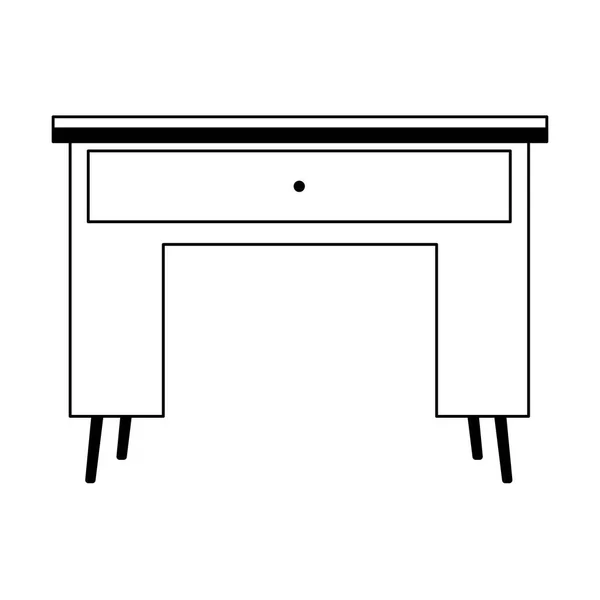 Мебель из дерева стола с изолированной иконкой в стиле линии — стоковый вектор
