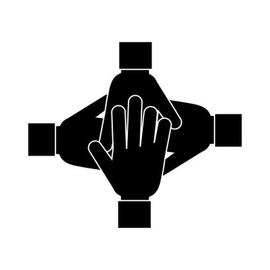 Birlikte, eller takım çalışması topluluğunu destekliyor pictogram, siluet tarzı
