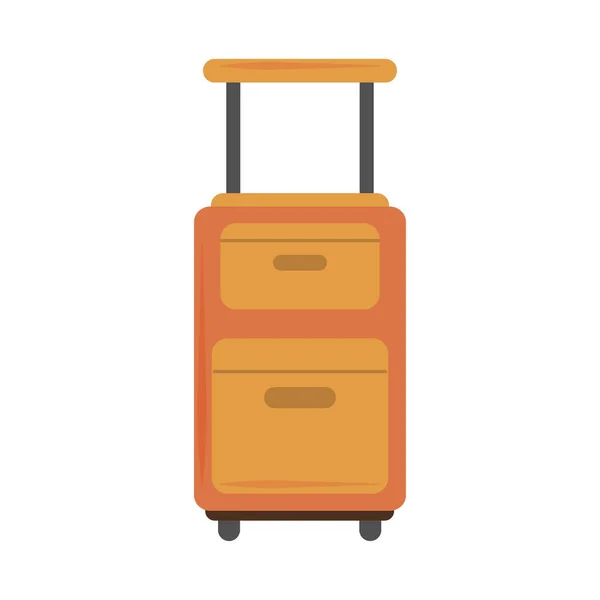 Sommerurlaubsreise, moderner Koffer mit Griff und Rädern, flacher Ikonenstil — Stockvektor
