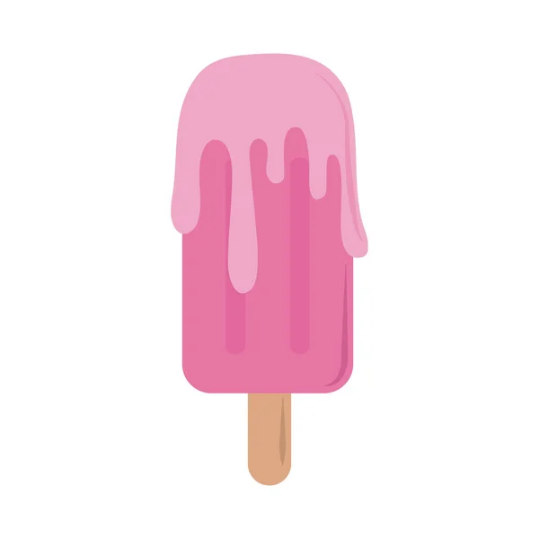 Crème glacée fondue en bâton style icône plate fond blanc — Image vectorielle
