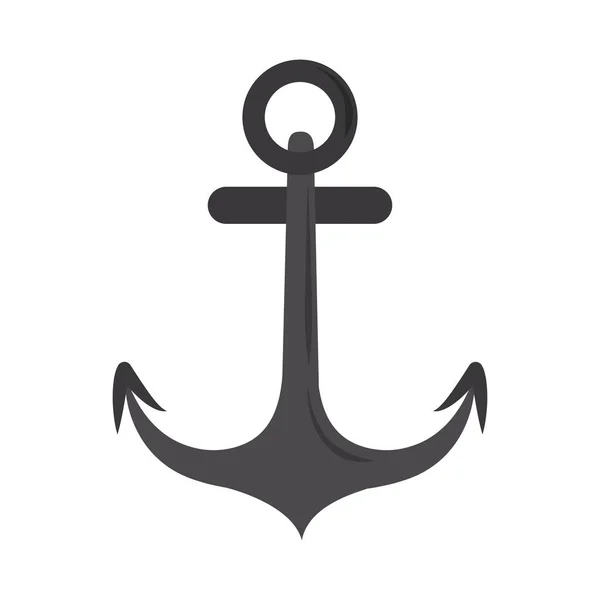 Anchor nautical maritime flat icon style white background — Stock Vector