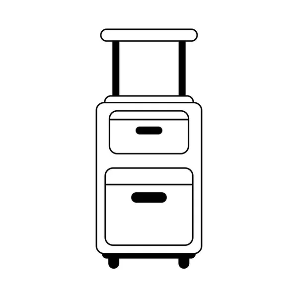 Voyage vacances d'été, valise moderne avec poignée et roues, style icône de ligne — Image vectorielle