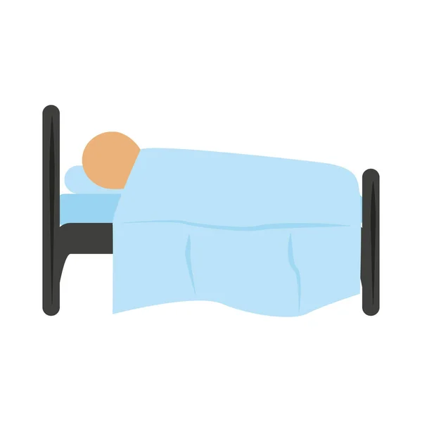 Carácter descansando en la cama icono plano estilo fondo blanco — Archivo Imágenes Vectoriales