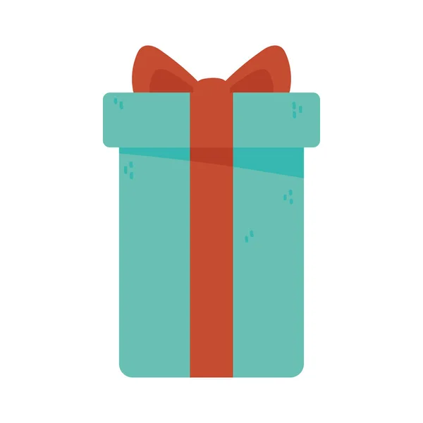 Green gift box ribbon celebration isolated icon style — Stock Vector
