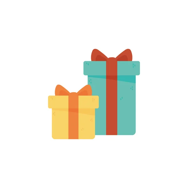 two gift boxes surprise celebration isolated icon style