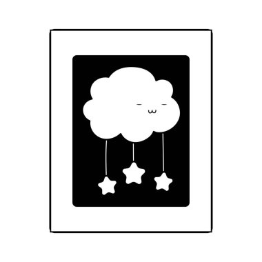 çerçeve karot bulutu yıldız dekorasyonu izole edilmiş simge çizgisi biçimi