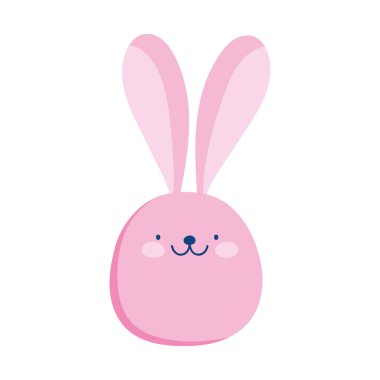 Pembe tavşan suratlı hayvan çizgi filmi izole edilmiş ikon tarzı