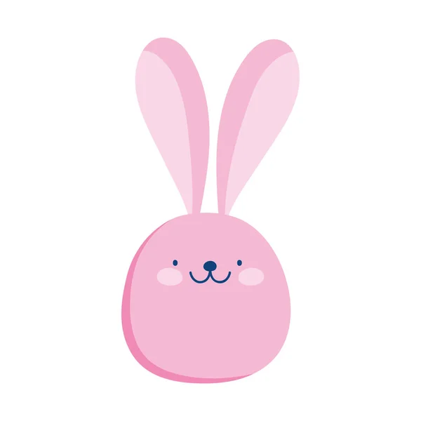 Lapin rose visage animal dessin animé isolé icône style — Image vectorielle