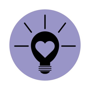 Kalp piktogram blok siluet simgesi olan ampul