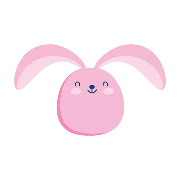 Rose lapin visage oreilles animal dessin animé isolé icône style — Image vectorielle