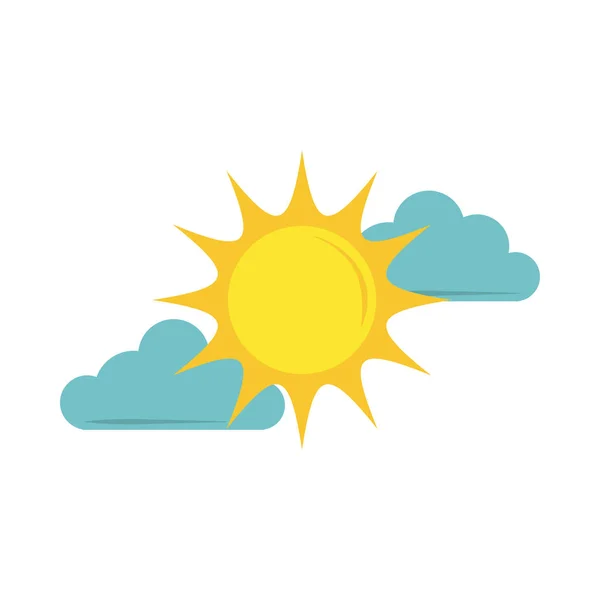 Sun clouds sky flat icon style — Stock Vector