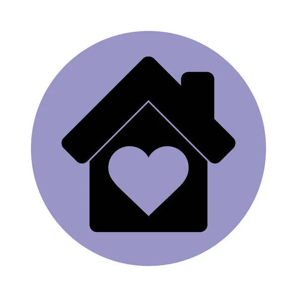 House love heart together pictogram block silhouette icon icon — Stock Vector