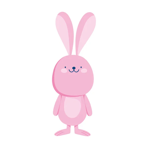 Conejito rosa animal de dibujos animados estilo icono aislado — Vector de stock