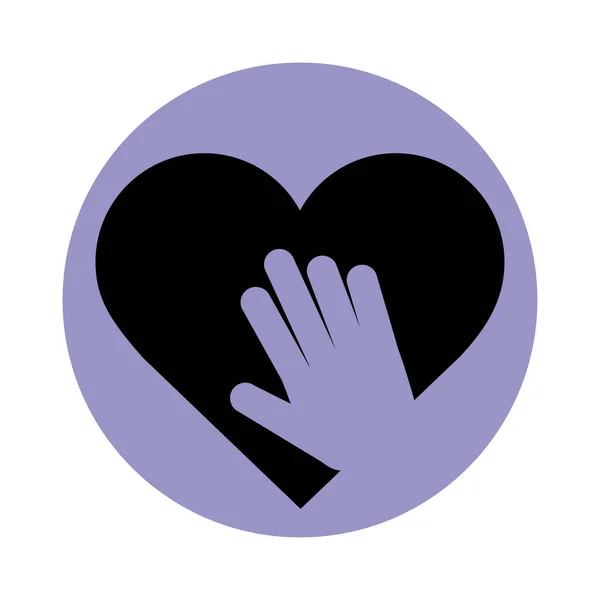 爱心之手支持慈善象形文字块轮廓图标 — 图库矢量图片