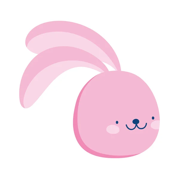 Rosa coniglio faccia animale domestico cartone animato isolato icona stile — Vettoriale Stock