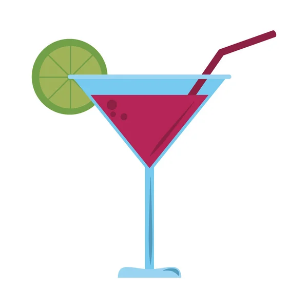 Cocktail mit Strohhalm und halbem Zitronenlikör — Stockvektor