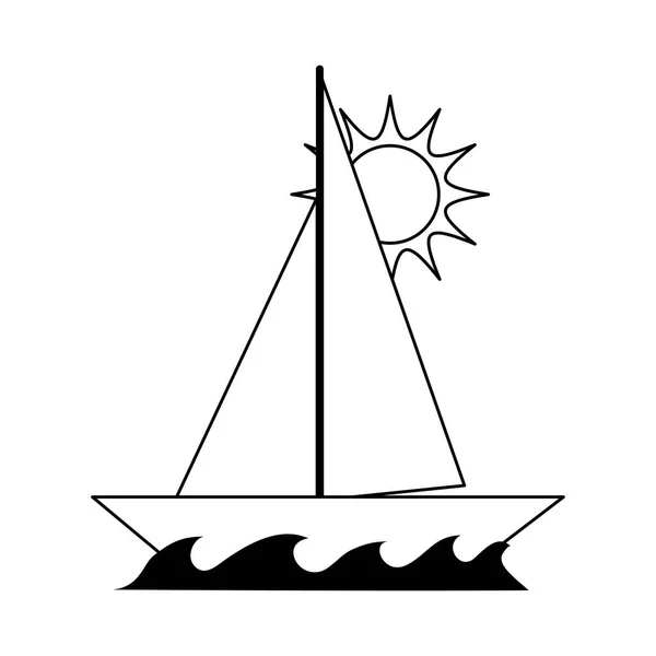 Viajes de vacaciones de verano, navegación en velero turismo de mar línea icono de estilo — Vector de stock