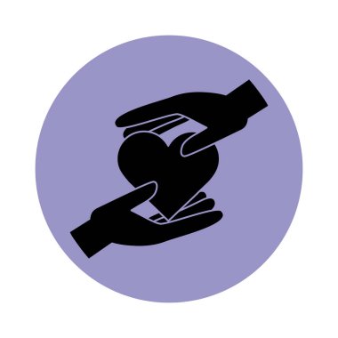 Birlikte, eller korunan kalp hayır kurumları piktogram blok siluet ikonu